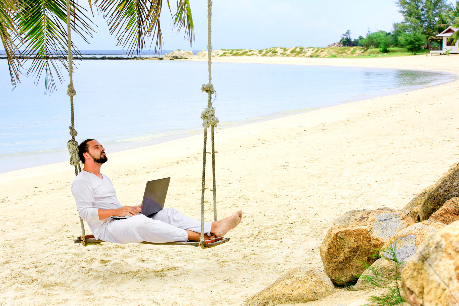 Man Working with a Laptop